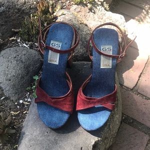 Red suede, Jean platform heels